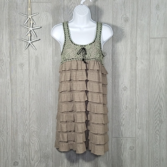 Moon River Dress Large Crocheted Boho Ruffle Summer Tiered Sleeveless - Picture 8 of 10